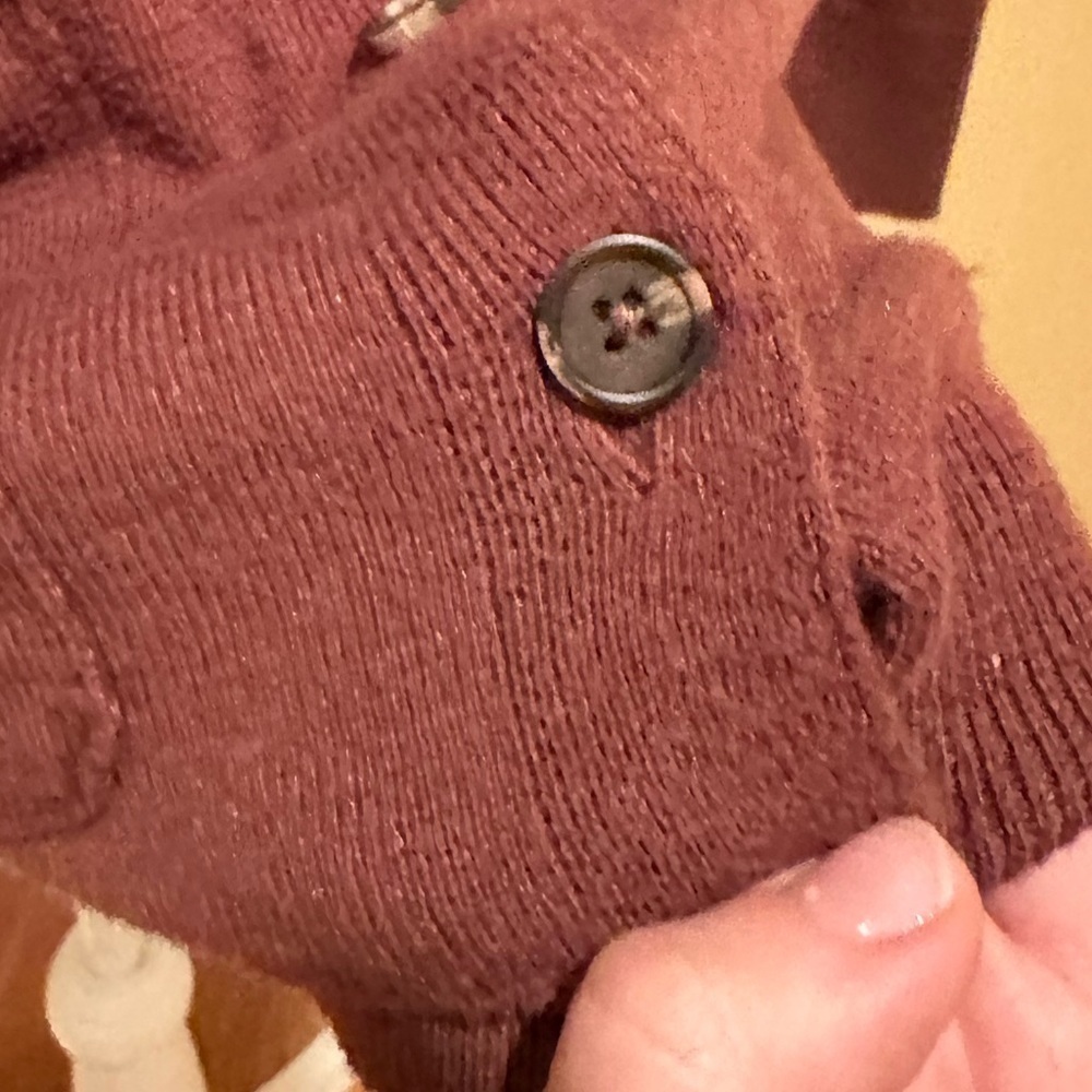 Abercrombie & Fitch Cardigan Sweater Knit Long Y2K Moose Brown Sz S Button Down - Picture 4 of 5
